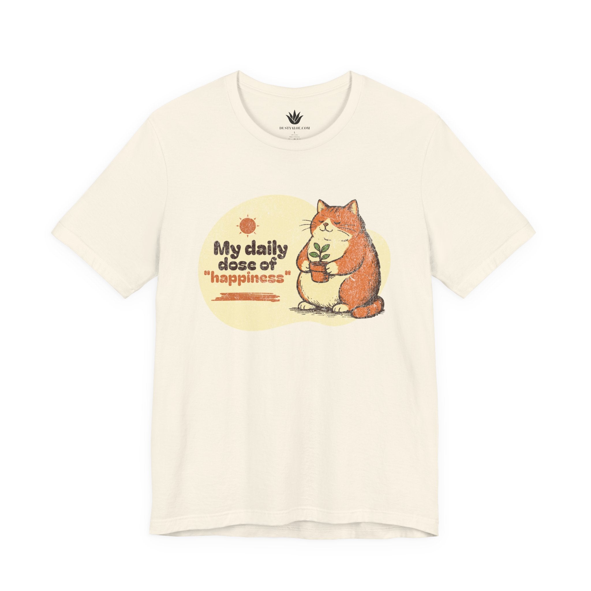 Daily Dose of Happiness T-Shirt – Cute Cat & Plant Tee for Plant Lovers