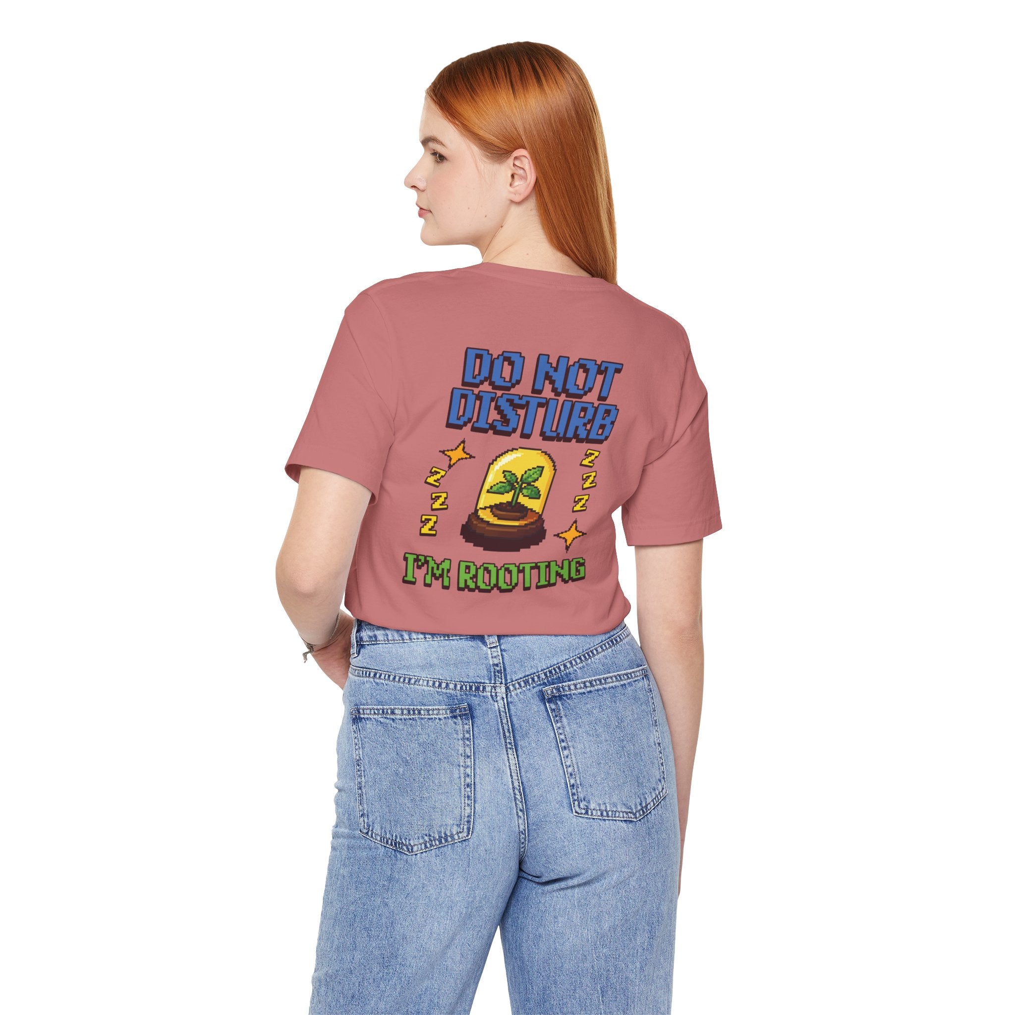 Do Not Disturb I’m Rooting T-Shirt – Funny Pixel Plant Lover Tee