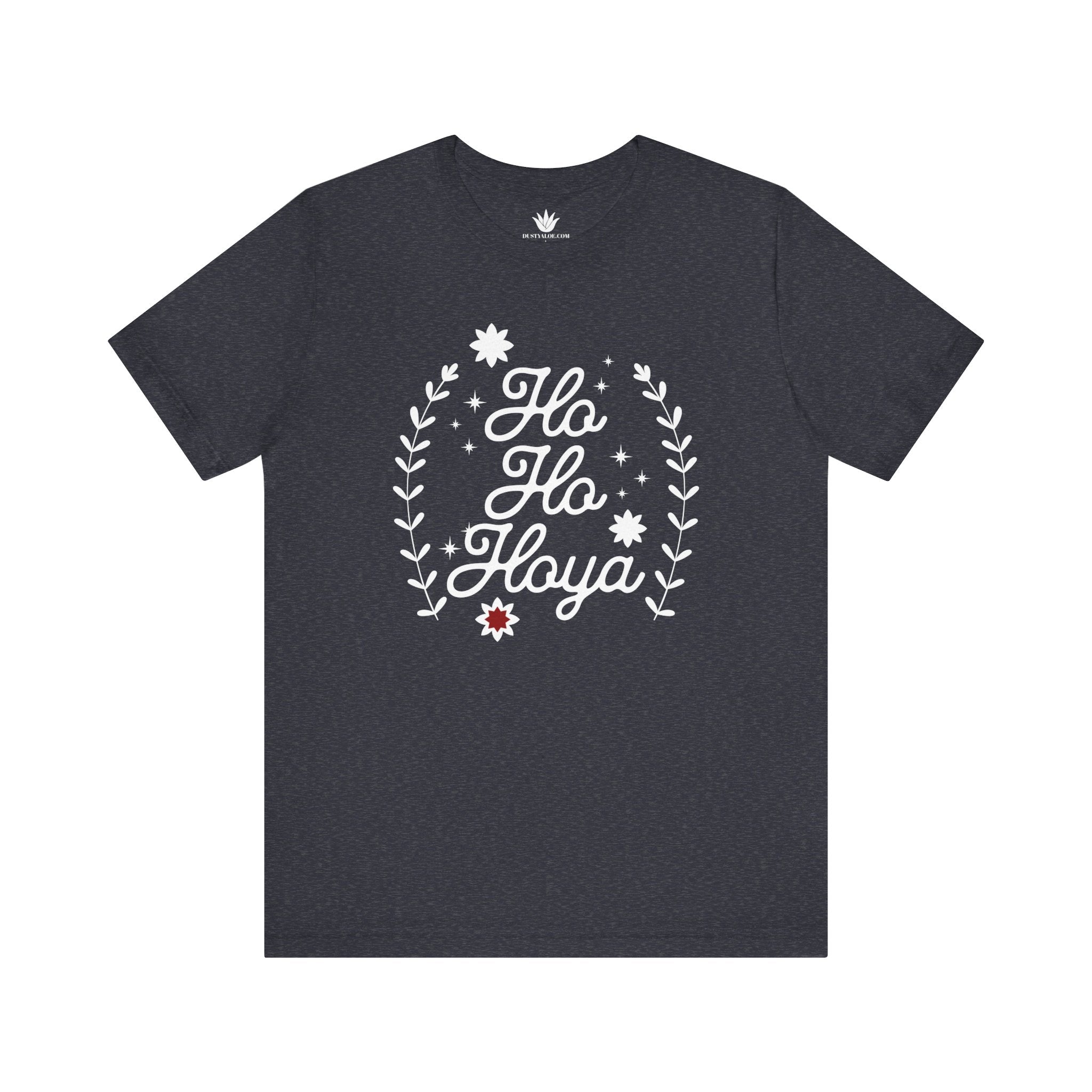 Navy blue t-shirt with 'Ho Ho Hola' design on a white background