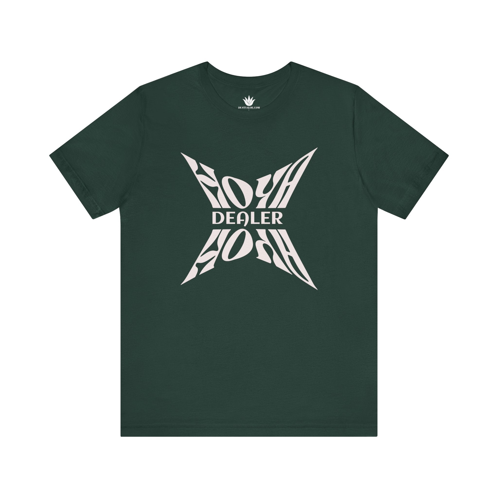 Green t-shirt with white 'H07 Dealer' logo on a white background