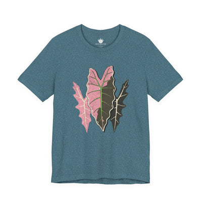 Variegated Alocasia Trio T-Shirt – Botanical Leaf Tee for Plant Lovers