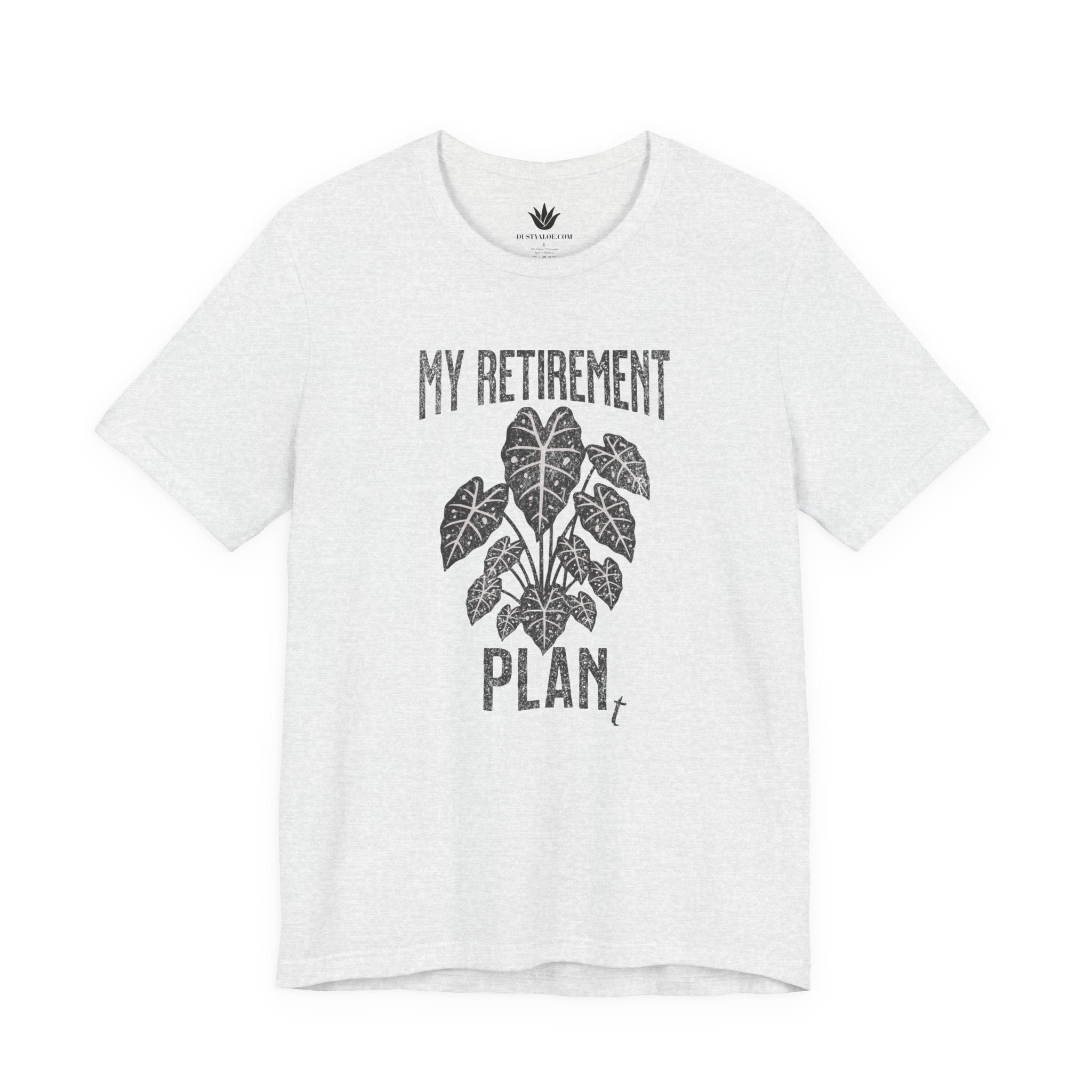 White t-shirt with black graphic and text 'My Retirement Plan' on a white background