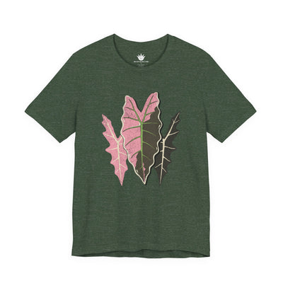 Variegated Alocasia Trio T-Shirt – Botanical Leaf Tee for Plant Lovers