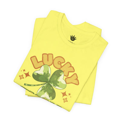 Lucky Charm T-Shirt – Retro Four-Leaf Clover St. Patrick’s Day Tee for Plant Lovers