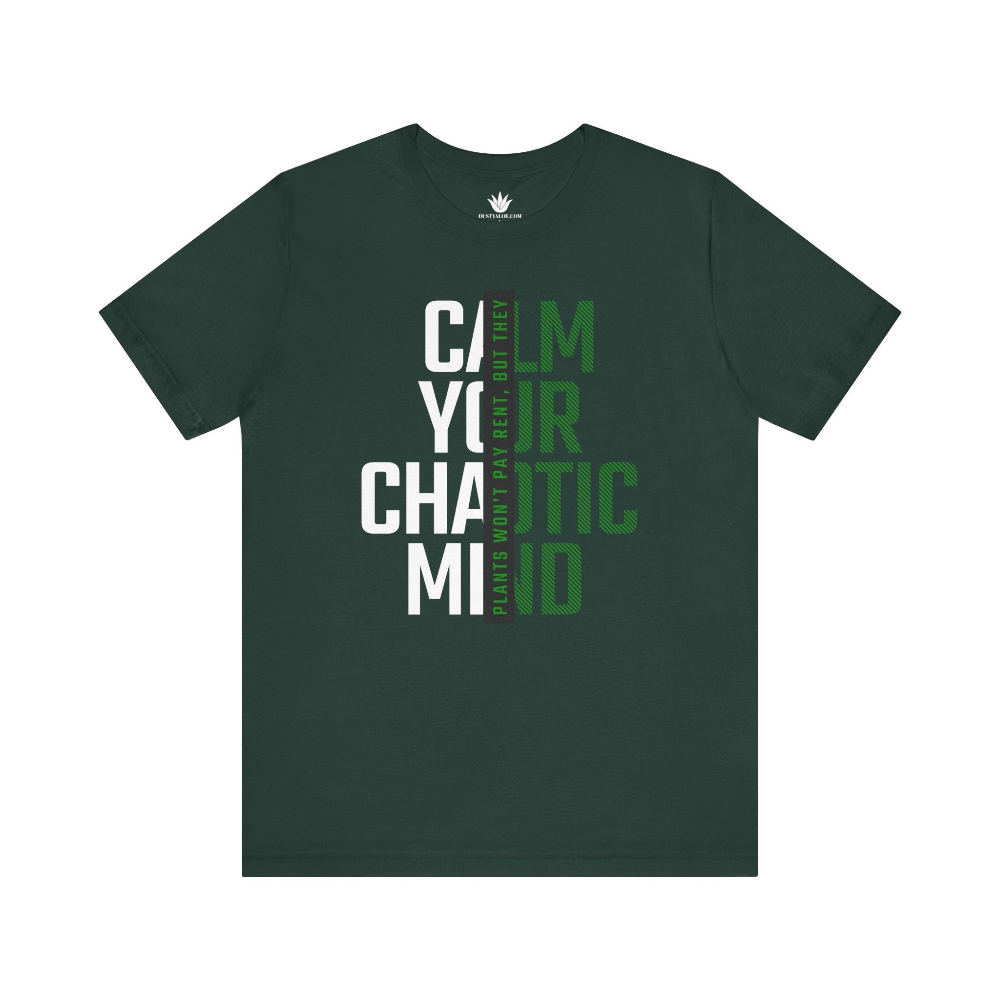 Green t-shirt with motivational text design on a white background