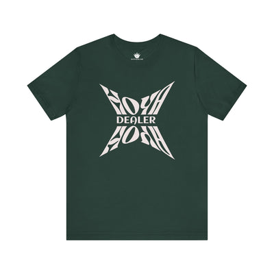 Green t-shirt with white 'H07 Dealer' logo on a white background