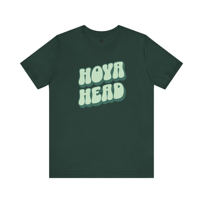 Green t-shirt with 'HOYA HEAD' text on a white background