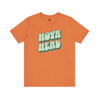 Orange t-shirt with 'HOYA HEAD' text on a white background