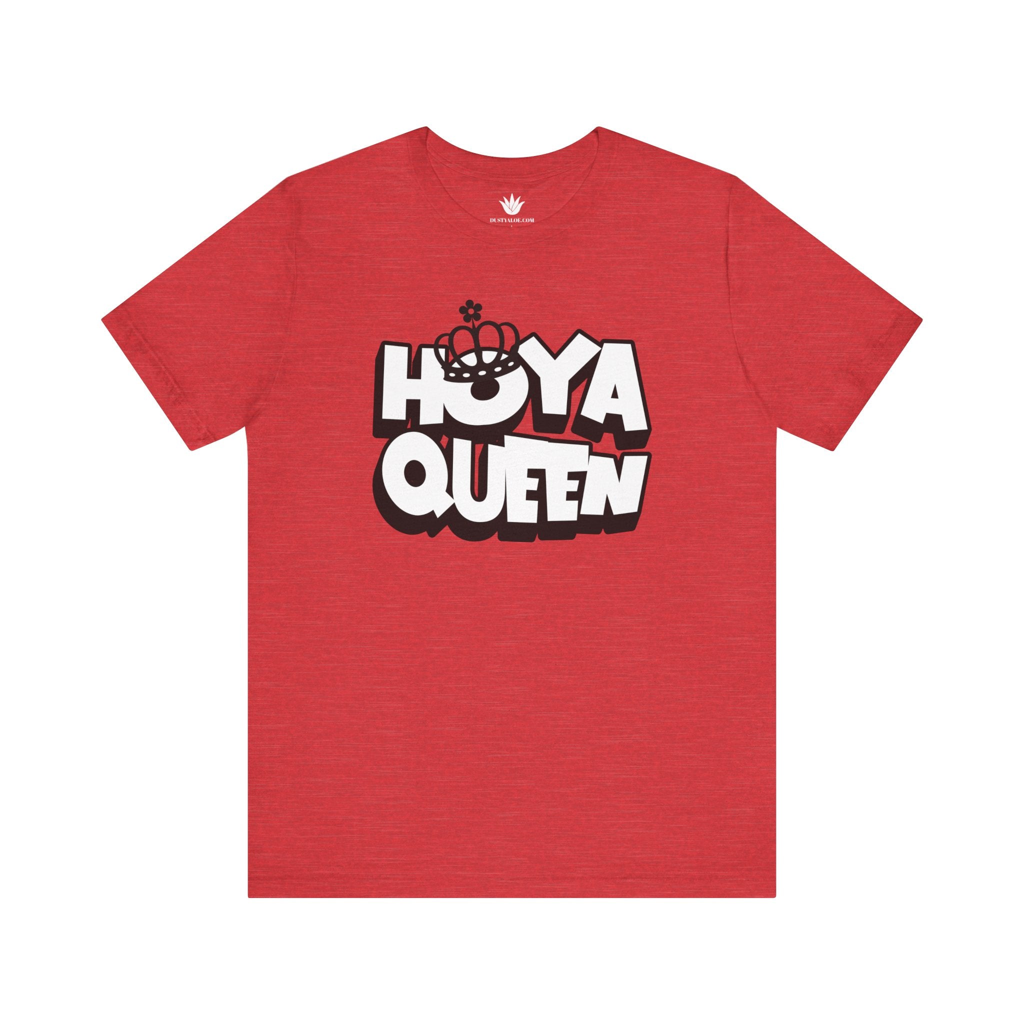 Red t-shirt with 'HOYA QUEEN' text on a white background