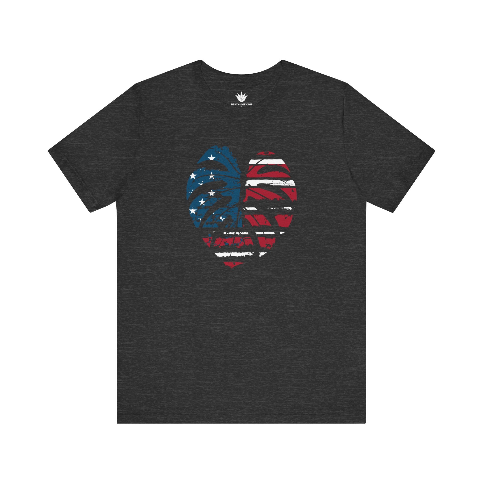 Monstera leaf graphic filled with distressed American flag design – red, white, and blue patriotic plant lover print.