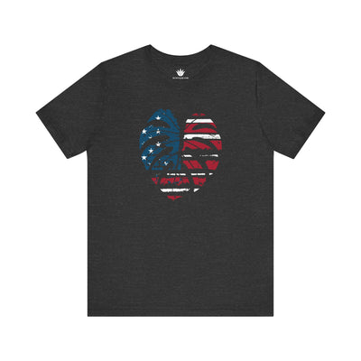 Monstera leaf graphic filled with distressed American flag design – red, white, and blue patriotic plant lover print.
