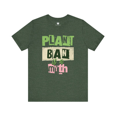Green t-shirt with text design on a white background
