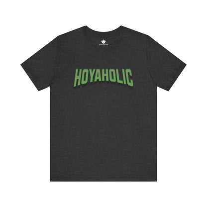 Black t-shirt with 'HOYAHOLIC' text on a white background
