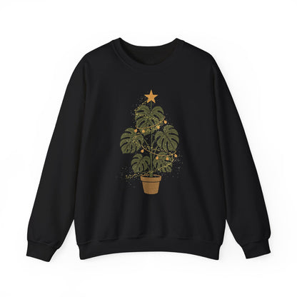 Black sweatshirt with a potted plant design on a white background